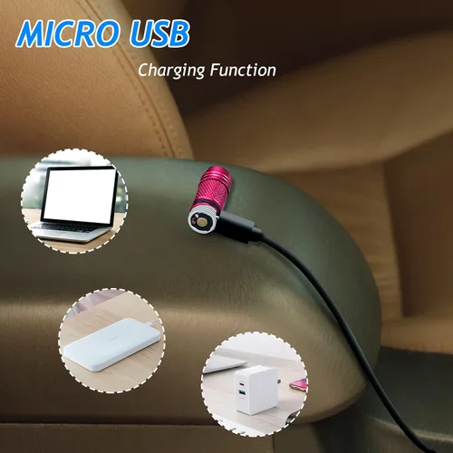 Vista 5 de Mini Linterna Llavero EDC 200 lúmenes USB Micro Recargable Linterna de Bolsillo Resistente al Agua