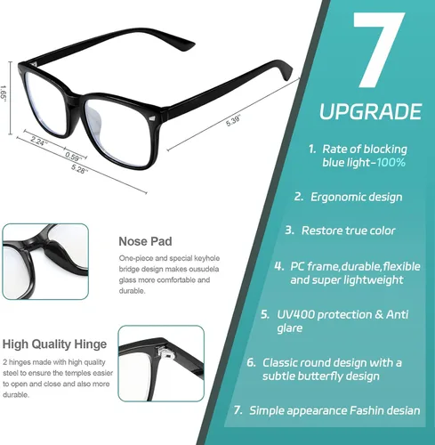 Vista 3 de Lentes de bloqueo de luz azul para mujeres y hombres, lentes transparentes transparentes para videojuegos, lectura, computadora, TV, TV