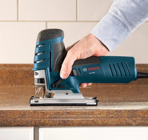 Vista 7 de BOSCH JS470EB - Sierra caladora con agarre de barril con cable, baja vibración de 120 V, velocidad variable de 7 amperios para corte suave de hasta