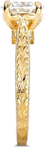 Vista 2 de Kobelli Anillo de compromiso de moissanita de estilo antiguo, oro amarillo de 14 quilates