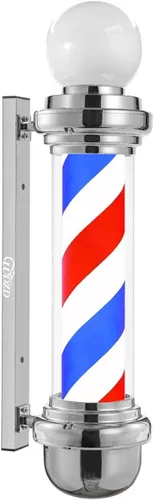 Vista 8 de Luz de poste de barbero de plata de 27