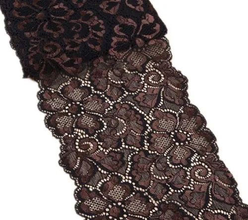 Vista 2 de Cinta de encaje floral metálica de 5 yardas, ribete de encaje elástico de tul nigeriano, tela africana de 7 pulgadas de ancho para manualidades
