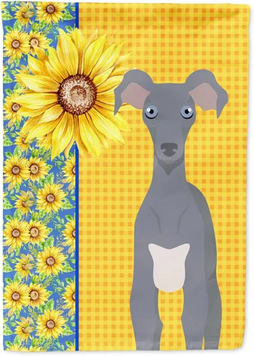 Vista 192 de Caroline's Treasures WDK5313GF Bandera de jardín con diseño de girasoles de verano, color negro y tostado, Airedale Terrier para buzón, bandera