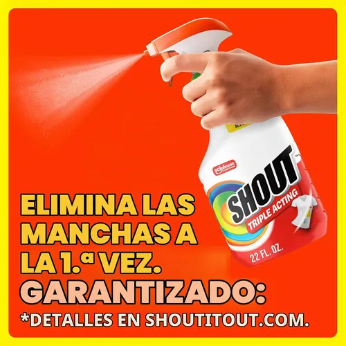 Vista 2 de Shout Active Enzyme - Spray removedor de manchas para lavandería, fórmula de triple acción se aferra, penetra y levanta más de 100 tipos de manchas