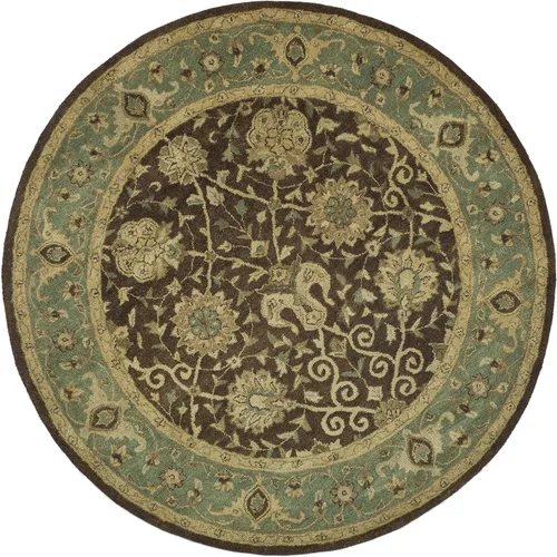 Vista 3 de SAFAVIEH Colección Antigüedades - Alfombra de 6' redonda, marrón y verde, hecha a mano, diseño oriental tradicional de lana, ideal para áreas
