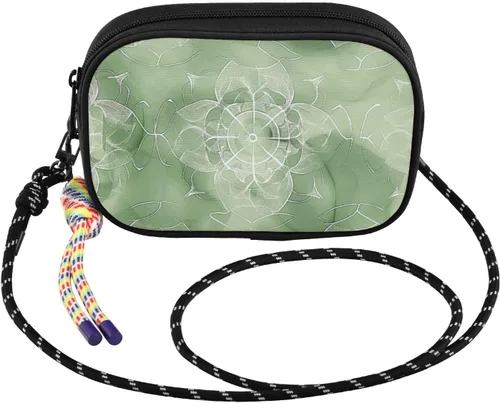 Vista 2 de Green Vintage Flowers Womens Purses Crossbody Men Beauty with Credit Card Slots Handbags Walk dog bolsos negros para mujeres