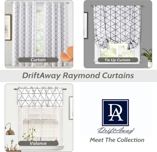Vista 5 de DriftAway Raymond - Cenefa de cortina de ventana con patrón geométrico triangular y forro térmico para ahorro de energía, para sala de estar, 2