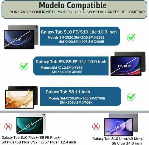 Vista 2 de Funda de teclado para Samsung Galaxy Tab S10 Lite / S10 FE / S9 FE / S9 10.9-11 pulgadas - Ratón y teclado desmontable, funda protectora delgada