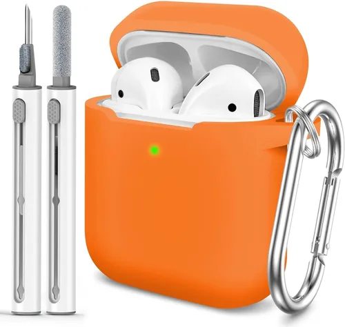 Vista 15 de Funda Protectora para AirPods 1/2, viene con kit de limpieza, funda protectora de silicona suave con hebilla, compatible con estuche de carga