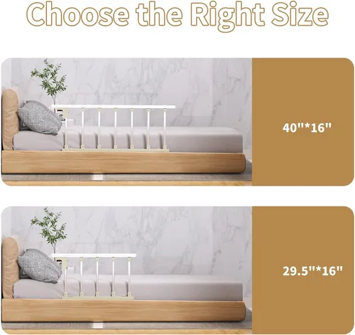 Vista 7 de Rieles de cama para adultos mayores, barandillas plegables de 40 x 16 pulgadas para personas mayores, aptas para cama matrimonial, individual, king