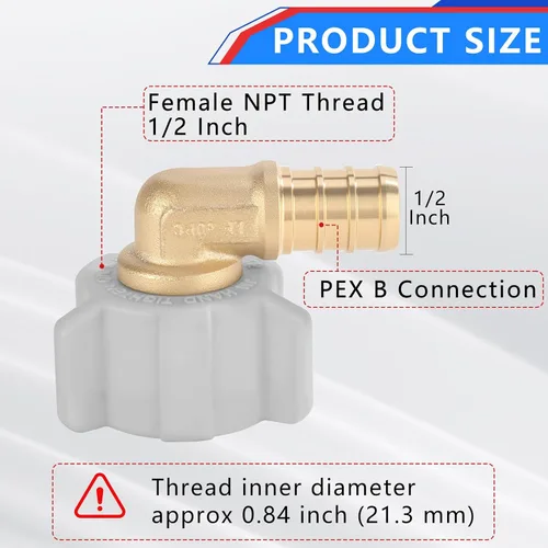 Vista 2 de Codo giratorio NPT hembra de 1/2 pulgada Pex × 1/2 pulgada sin plomo, compatible con PEX-B, paquete de 2