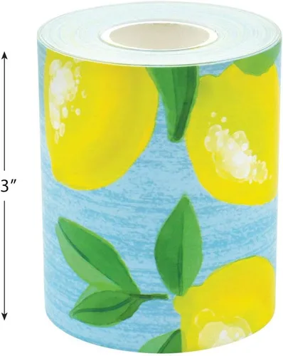 Vista 6 de Teacher Created Resources Borde enrollado recto Lemon Zest – 50 pies – Decora tablones de anuncios, paredes, escritorios, ventanas, puertas