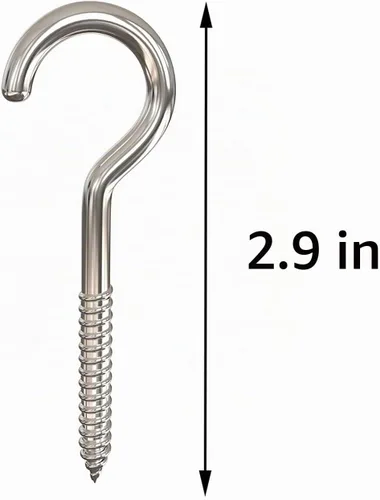 Vista 2 de Axe Sickle Gancho de tornillo grande resistente de 3 pulgadas Gancho de techo Gancho de taza de plata 20 piezas