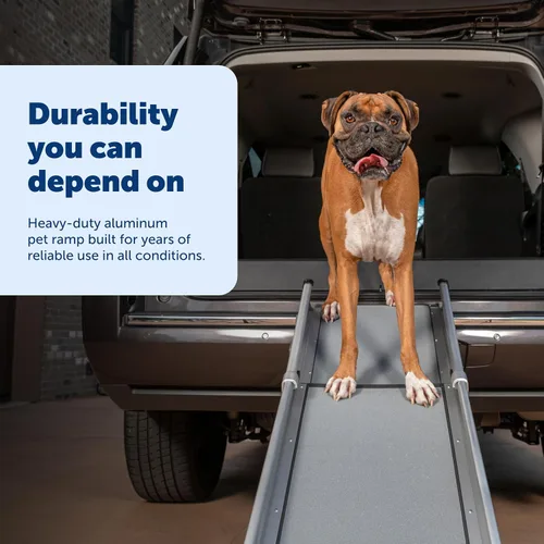 Vista 8 de PetSafe Happy Ride - Rampa telescópica compacta para perros, rampa portátil para mascotas, para automóviles, camiones y SUV con tamaño ajustable