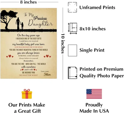 Vista 2 de Mom's Love to Daughter - Arte de pared inspirador para la familia, silueta de mamá e hija, decoración de pared ideal para decoración de habitaciones