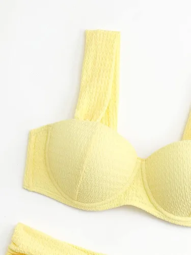 Vista 5 de MakeMeChic Conjunto de bikini de 2 piezas para mujer, traje de baño con nudo frontal, push up de cintura alta