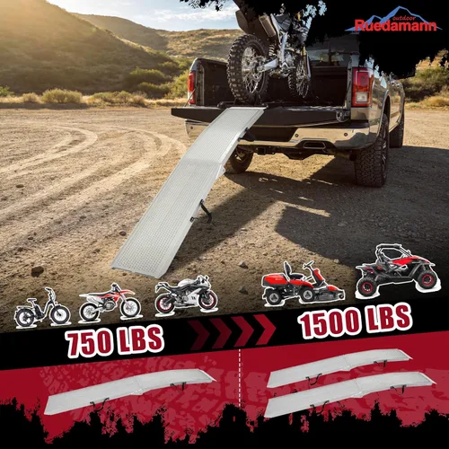 Vista 4 de Ruedamann Rampa plegable de aluminio de 7.5 pies, rampa portátil, rampas de carga de 11 pulgadas para motocicleta, capacidad de 750 libras