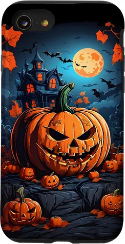 Vista 17 de iPhone 11 Pro Max - Funda para disfraz de Halloween con diseño de calabaza tallada espeluznante