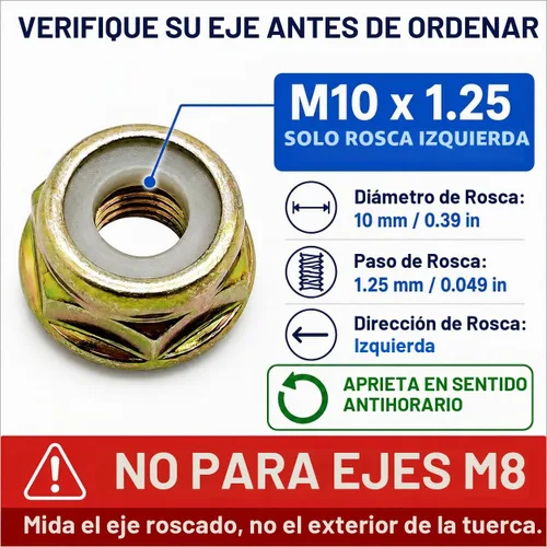Vista 2 de M10 x 1.25 Tuerca de hoja de rosca izquierda para recortadora de cuerdas