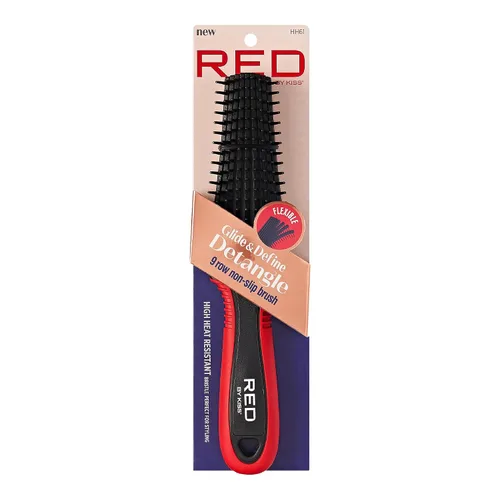 Vista 13 de Red by Kiss Glide & Define Cepillo desenredante con punta de bola antideslizante para el cuidado natural del cuero cabelludo, cerdas resistentes al