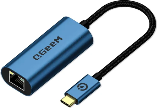 Vista 6 de QGeeM Adaptador USB C a Ethernet, adaptador de red LAN Gigabit RJ45 de 1000 Mbps, compatible con Thunderbolt 4/3, funda de aluminio de nailon