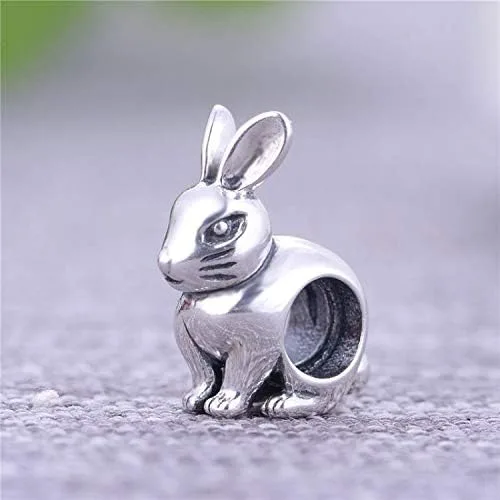 Vista 3 de Abalorio de plata de ley 925 con diseño de animales de la suerte, de la marca Lucky Beads, con forma de conejo, gato, perro para pulseras Pandora