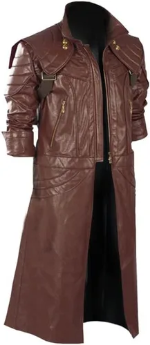 Vista 3 de LP-FACON DMC Dant-e - Disfraz de cosplay para hombre, chaqueta de cuero granate