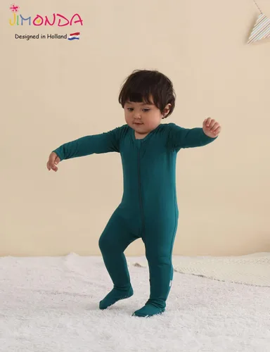 Vista 48 de Jimonda Pijama de bambú para bebé, unisex, para niños y niñas, de una pieza, manga larga, cierre de cremallera de 2 vías, mameluco