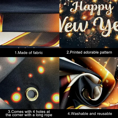 Vista 3 de KatchOn, Banner de Feliz Año Nuevo 2026 - XtraLarge 72x44 Pulgadas Telón de Fondo de Feliz Año Nuevo para Decoraciones de Año Nuevo 2026 Banner