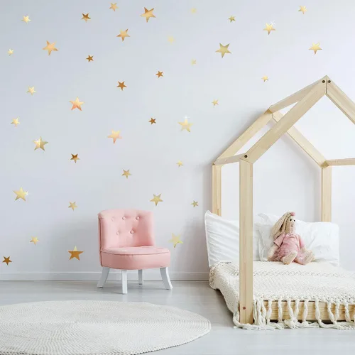 Vista 4 de 32 calcomanías de espejo en forma de estrella removibles, calcomanía acrílica para decoración de pared del hogar, sala de estar o dormitorio