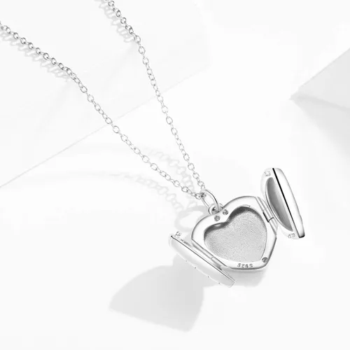 Vista 2 de Collar de plata esterlina 925 con medallón de corazón que mantiene fotos para siempre en tu corazón medallón collar medallón para mujeres y niñas
