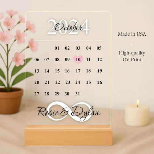Vista 3 de Calendario personalizado con fecha y nombres, regalo para ella, regalo de aniversario para esposa, marido, parejas, regalos de regalo para esposa