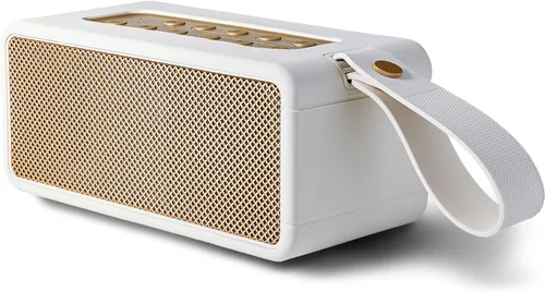 Vista 13 de AT&T Essentials - Altavoz Bluetooth retro de 15 W, IPX6 impermeable, Bluetooth 5.3, modos de luz LED, control de graves y agudos, batería de 12