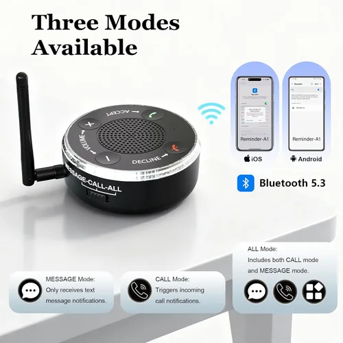 Vista 4 de PebblePulse Amplificador de timbre para teléfono celular, tono de llamada fuerte de 120 dB con alerta de flash LED, conexión automática Bluetooth