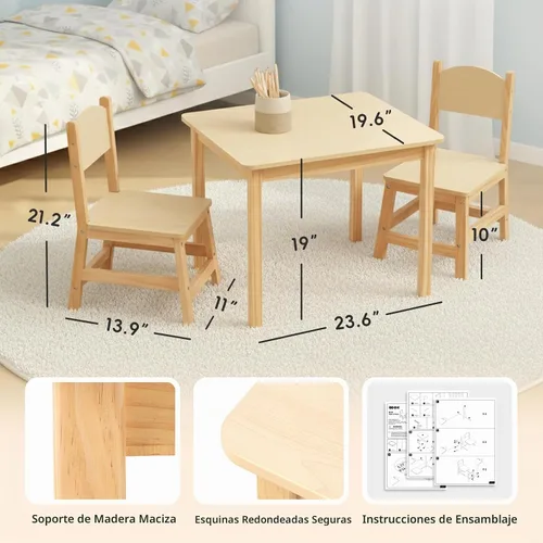 Vista 3 de Mesa y sillas para niños, fácil de limpiar, mesa para niños