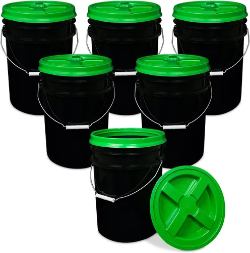 Vista 19 de ePackageSupply - Cubo de 5 galones, grado alimenticio, sin BPA, color negro y negro, 1 unidad Negro/Negro