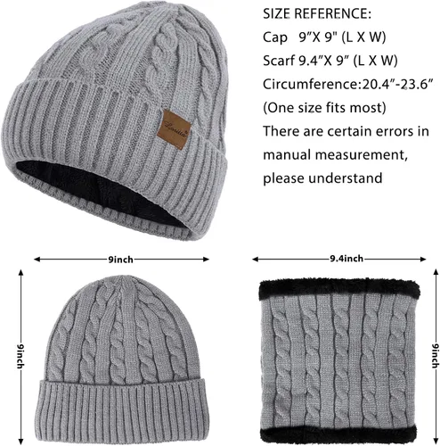Vista 2 de Conjunto de gorro, bufanda, guantes para pantalla táctil, para mujer, con forro polar cálido, gorro de calavera, calentador de cuello, regalos