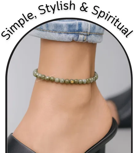 Vista 82 de Amazing Gemstone Crystal Anklet Ankle Bracelets for Women - Waterproof Beaded Healing Crystal Anklets, Plus Size Chakra Gemstone Bead Anklet