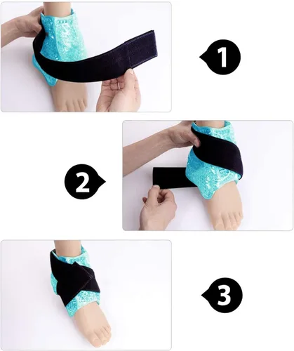 Vista 4 de Envoltura de terapia de hielo para tobillos/deportes, paquete de gel de hielo frío caliente con soporte ajustable para esguinces de tobillos