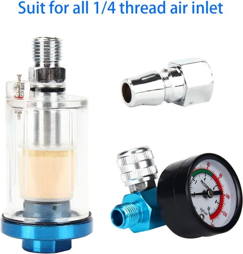 Vista 6 de AutoRocking Regulador de presión de aire de 1/4 pulgadas para pistola pulverizadora Separador de aceite de humedad Compresor de filtro de trampa