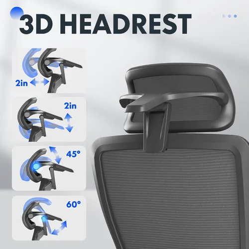 Vista 7 de FLEXISPOT OC3 Cloud - Silla de oficina ergonómica con reposapiés, silla de computadora con respaldo de malla, sillas de escritorio de oficina