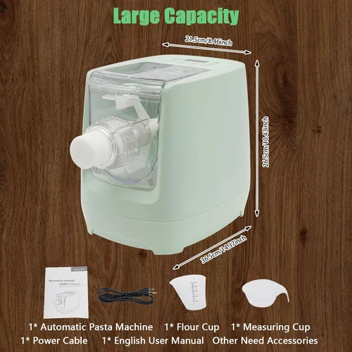 Vista 5 de Máquina automática de pasta de 260 W, máquina eléctrica de fideos para pasta, máquina de pasta con 12 formas de fideos con taza medidora, capacidad