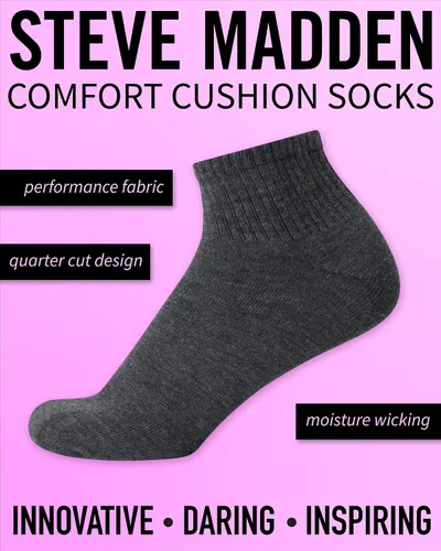 Vista 2 de Steve Madden Womens Socks 6 Pack Athletic Socks for Women Performance Cushion Quarter Cut Running Socks