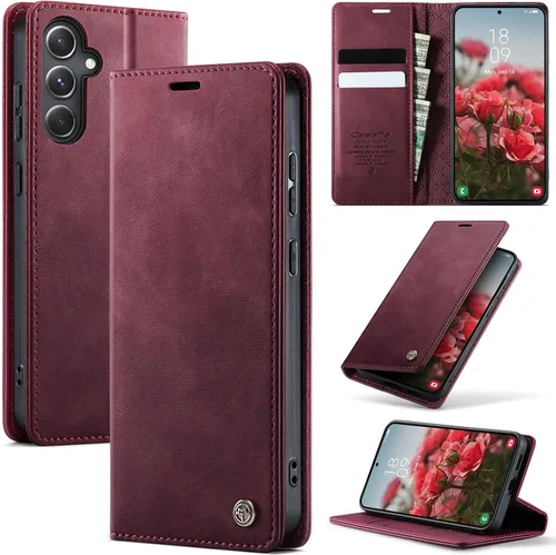 Vista 100 de Funda tipo cartera para Samsung Galaxy Z Fold 7 de piel con tarjetero y función atril, cierre magnético, bloqueo RFID, TPU a prueba de golpes, Negro