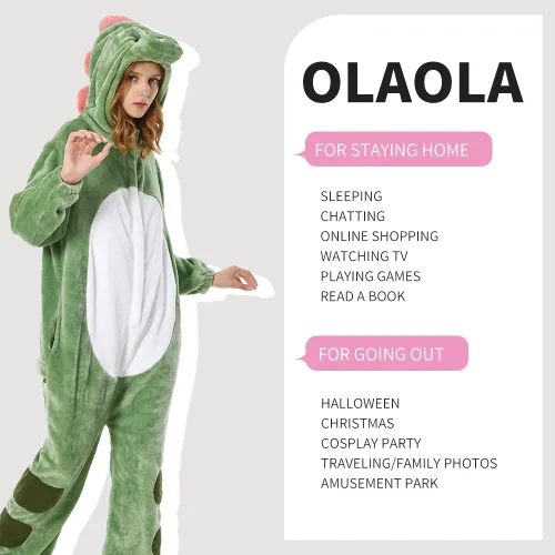 Vista 4 de OLAOLA Pijama de una pieza para adultos, disfraz de Halloween de animales, unisex, pijama de felpa para cosplay