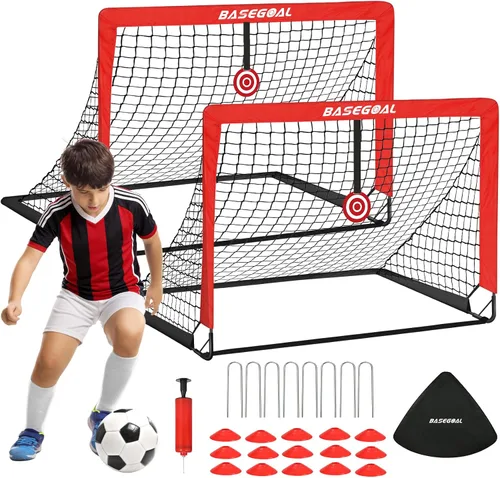 Vista 10 de BaseGoal Soccer Goals for Backyard Set of 2, 4x3ft, Mini Soccer Net Negro