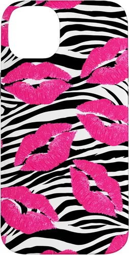 Vista 15 de Funda con estampado de labios de cebra rosa intenso y negro para iPhone 16 McBling