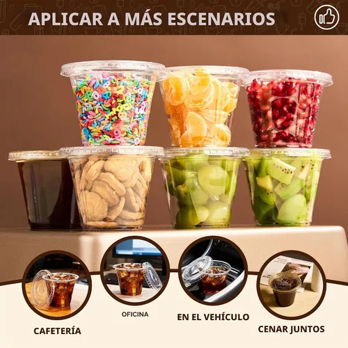 Vista 6 de YEEHAW Paquete de 50 vasos de plástico transparente de 9 onzas con tapas planas, vasos desechables con tapas con ranura para pajita para bebidas