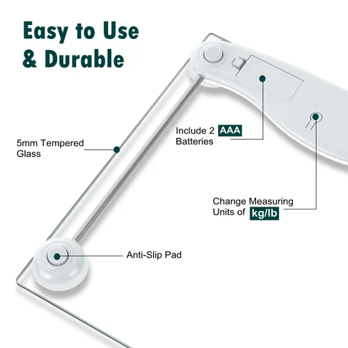 Vista 8 de NUTRI FIT Báscula digital de baño para pérdida de peso corporal, pesaje de precisión, alta precisión, capacidad de 330 libras, tecnología Step-on