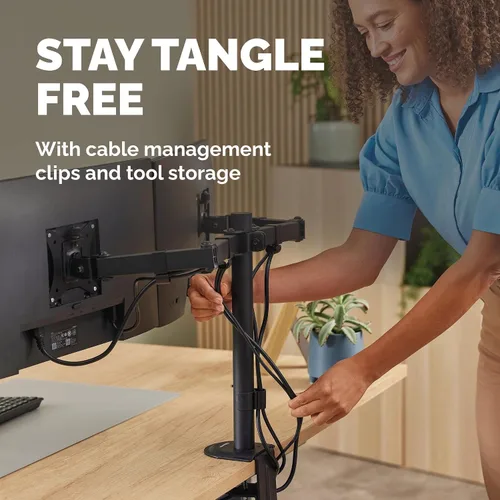 Vista 7 de Fellowes Brazo de monitor doble ajustable para todos los días: tiene capacidad para dos pantallas de hasta 32 pulgadas con un peso de 19.84 libras
